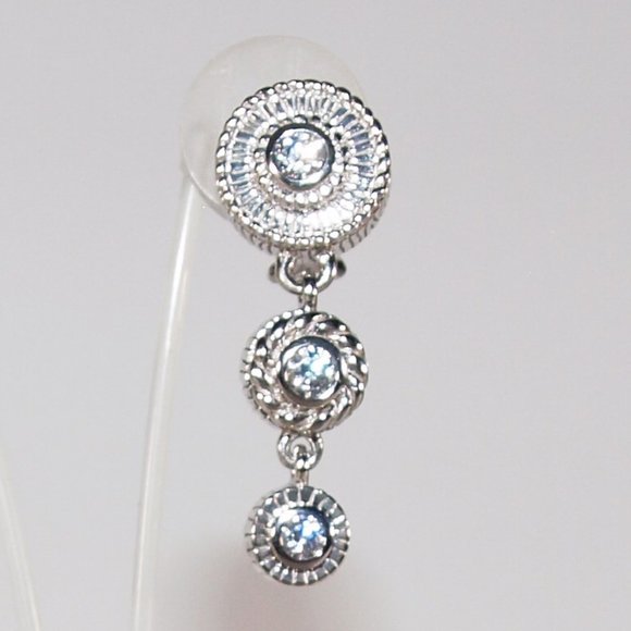 Judith Ripka Dangle Sterling Silver & Diamonique(R) Omega Back Earrings - Picture 3 of 6